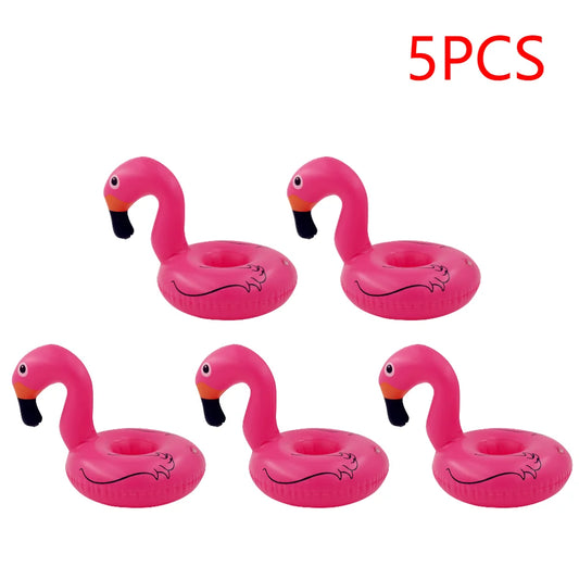 5-20PCS Inflatable Cup Holder PVC Swan Beverage Glass Holder Portable Cartoon Swan Cup Cushion Swimming Pool Party Decor