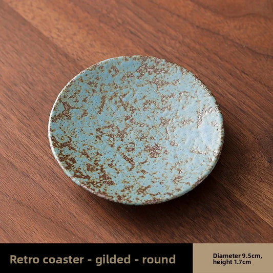 Kiln Change Glaze Ceramic Coasters Set Handmade Pottery Coasters for Hot Tea Cup Home Decor Kung Fu Tea Set