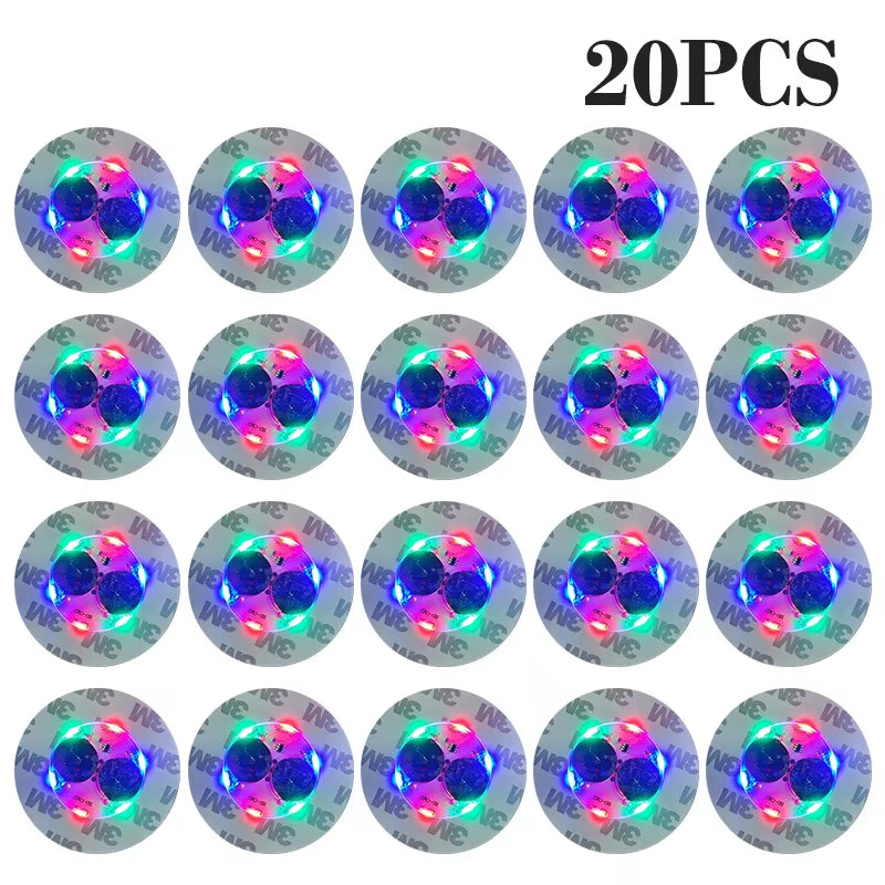 100Pcs LED Tableware Mat Cup Luminous Sticker Colorful Flashing Bottle Sticker Light-Emitting Coaster Stall Bar Light