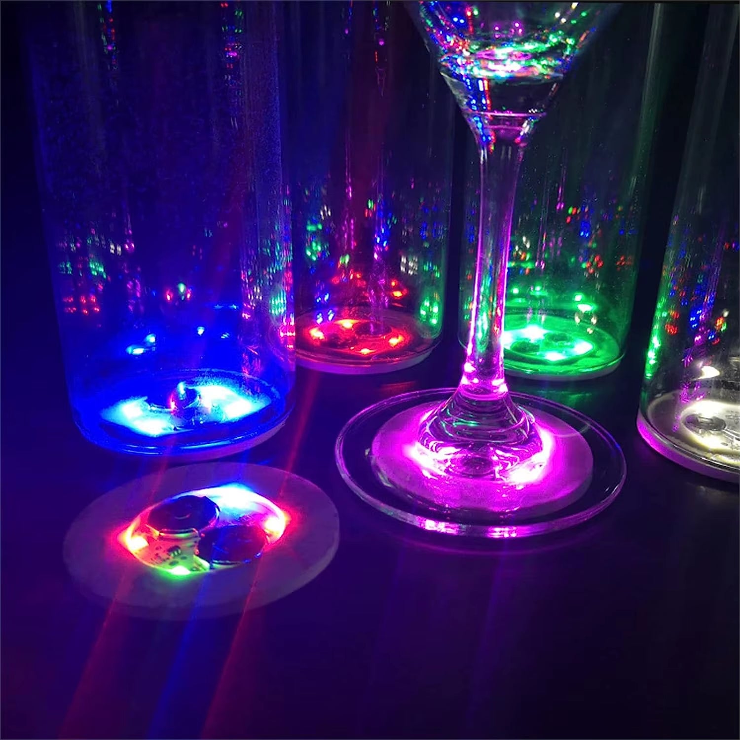 100Pcs LED Tableware Mat Cup Luminous Sticker Colorful Flashing Bottle Sticker Light-Emitting Coaster Stall Bar Light