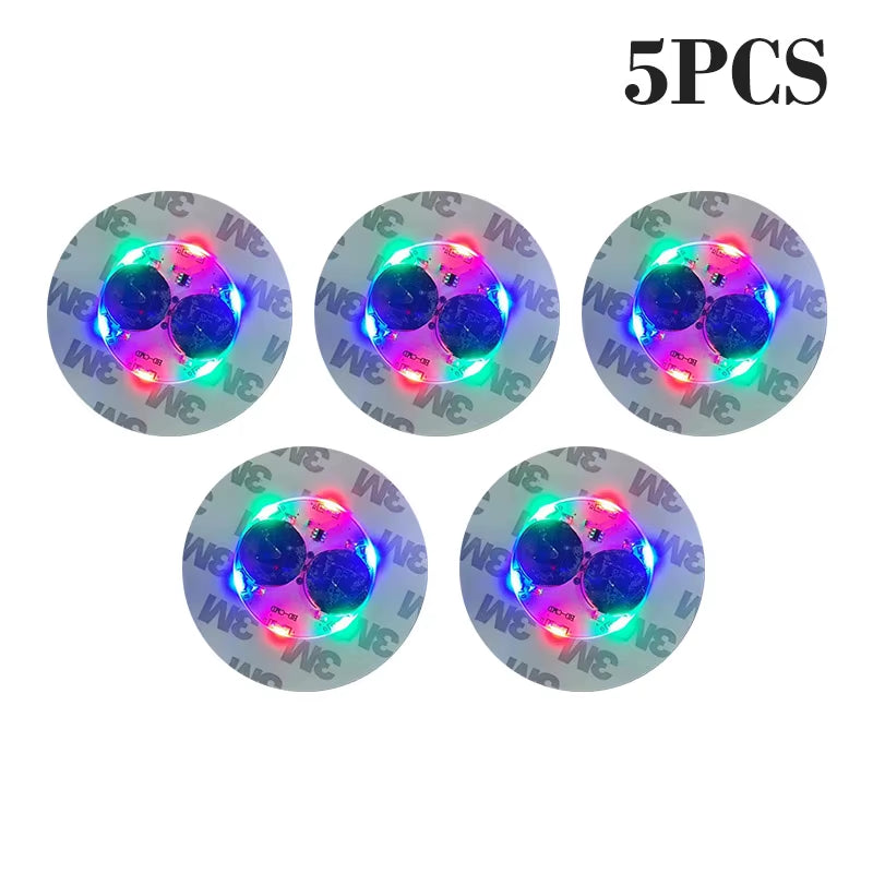 100Pcs LED Tableware Mat Cup Luminous Sticker Colorful Flashing Bottle Sticker Light-Emitting Coaster Stall Bar Light