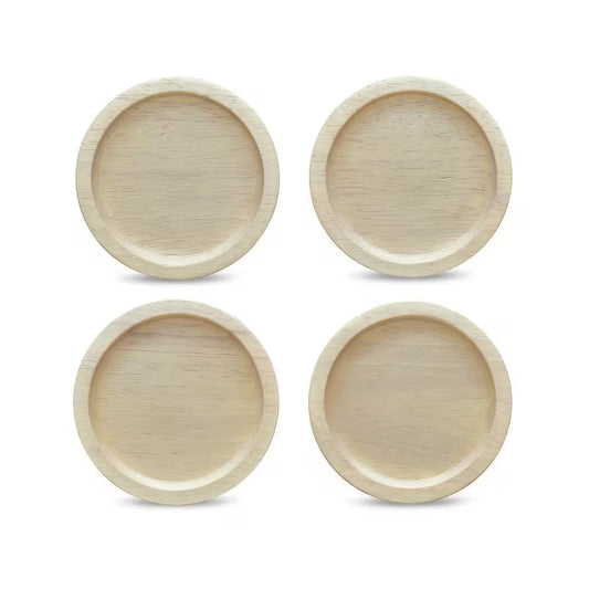 Hammock Wood 3.75 In. (Blonde) Para Rubber Tree Wood Coasters, (Set of 4)
